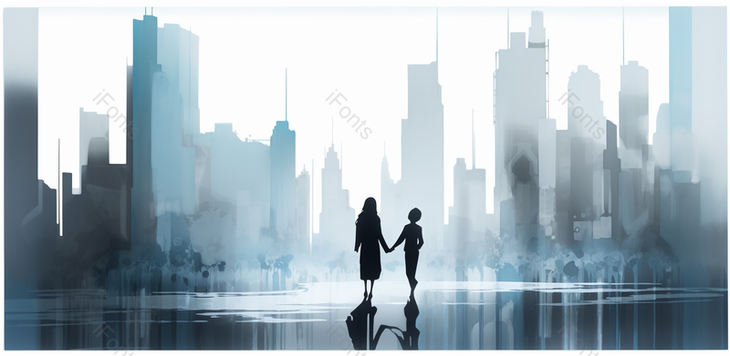 母亲手拉孩子母亲节创意手绘剪影背景,插画/手绘图,插画/手绘图库,插画/手绘图下载,插画/手绘
